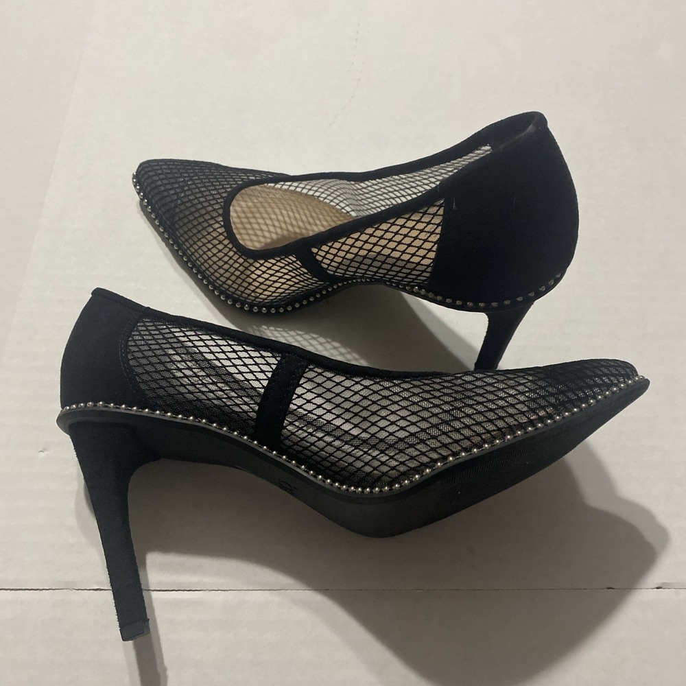 Bar III Black Mesh Pointed Toe Stiletto Pumps with Stud Detail Size 7.5M - Picture 6 of 9